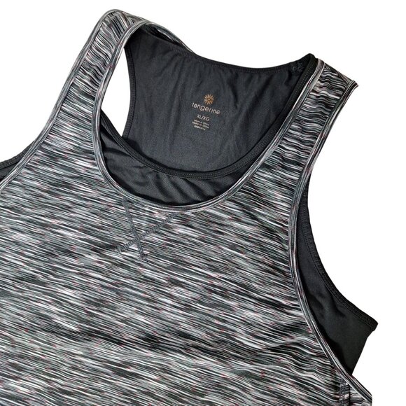 Tangerine XL Black & White Space Dye Double Layer Athletic Tank Top Racerback - Picture 1 of 6